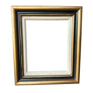 Vintage 8x10 wooden frame gold black linen matte matting home art decor wall